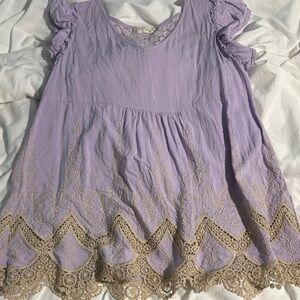 Altar'd State Purple Blouse with Beige Lace